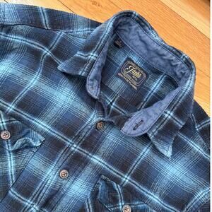 Jachs MFG. Heritage Plaid Blue Flannel Heavy Weight Cotton Men's Size Large